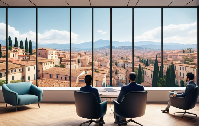 메타버스에서의 경영 전략 수립 - **Professional Metaverse Conference with Italian Flair:**
    A group of diverse professionals, depi...